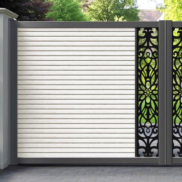 Hudson Windsor Straight Top Driveway Gate - Light Stone - Middle Screen