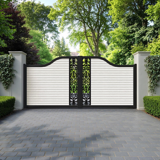 Hudson Windsor Curved Top Driveway Gate - Light Stone - Middle Screen