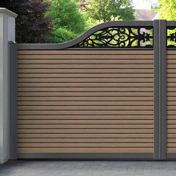 Hudson Windsor Curved Top Driveway Gate - Teak - Top Screen