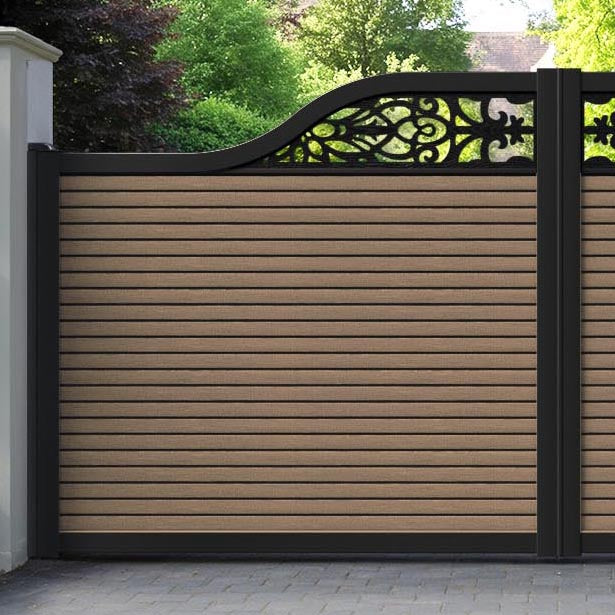 Hudson Windsor Curved Top Driveway Gate - Teak - Top Screen