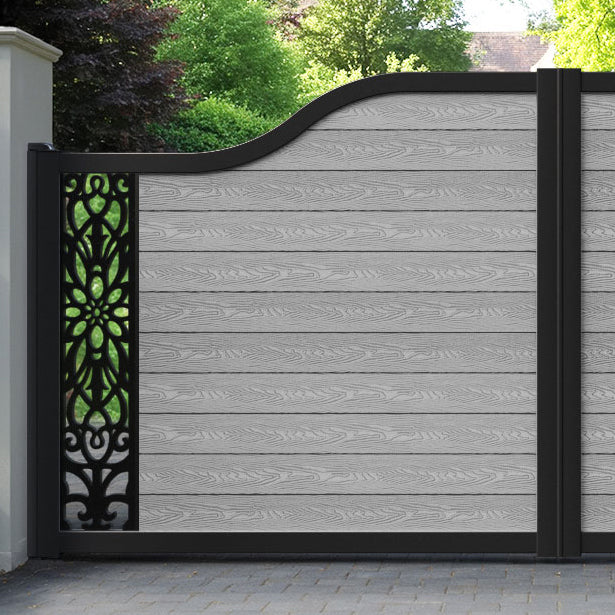 Classic Windsor Curved Top Driveway Gate - Light Grey - End Screen