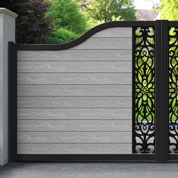 Classic Windsor Curved Top Driveway Gate - Light Grey - Middle Screen