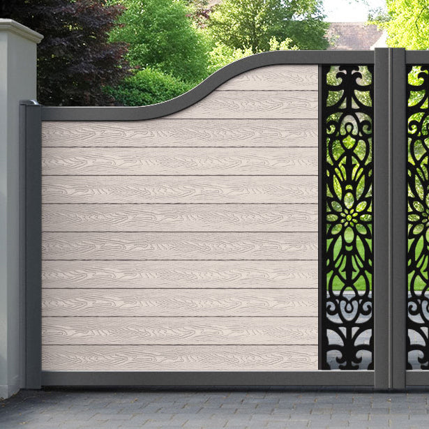 Classic Windsor Curved Top Driveway Gate - Mid Stone - Middle Screen