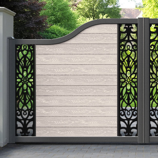 Classic Windsor Curved Top Driveway Gate - Mid Stone - Middle & End Screen