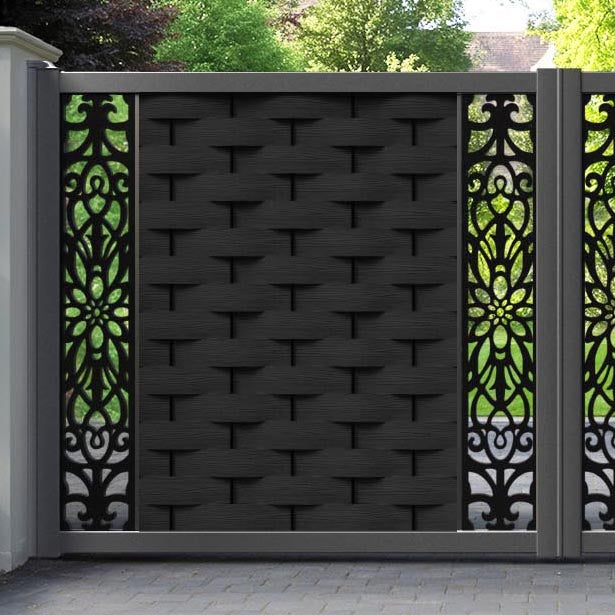 Ripple Windsor Straight Top Driveway Gate - Black - Middle & End Screen