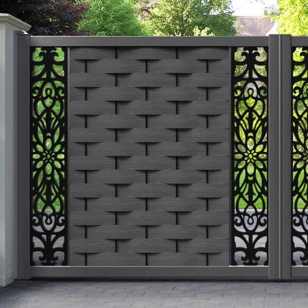 Ripple Windsor Straight Top Driveway Gate - Dark Grey - Middle & End Screen