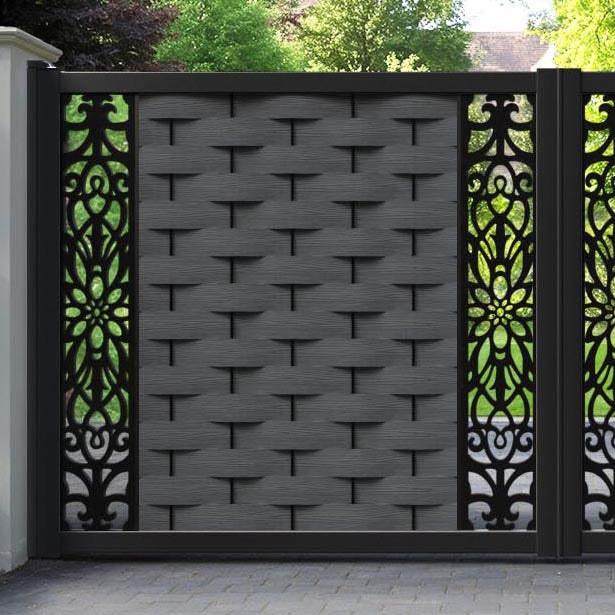 Ripple Windsor Straight Top Driveway Gate - Dark Grey - Middle & End Screen