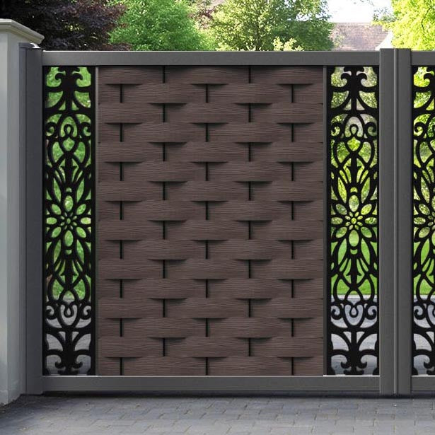 Ripple Windsor Straight Top Driveway Gate - Mid Brown - Middle & End Screen