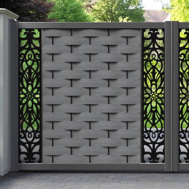 Ripple Windsor Straight Top Driveway Gate - Mid Grey - Middle & End Screen