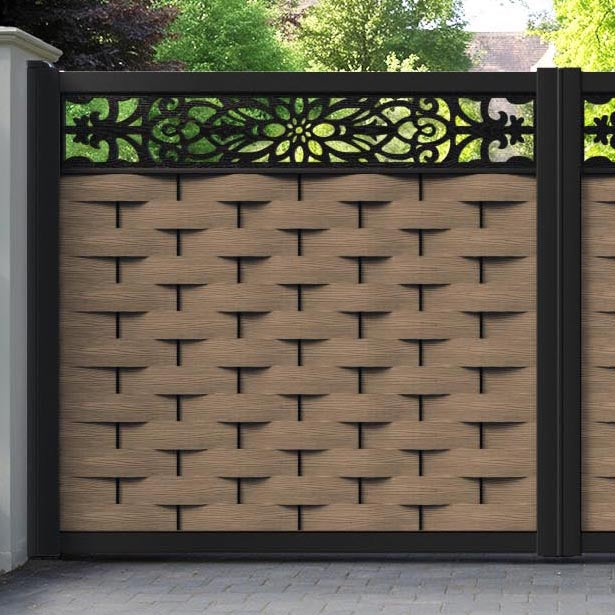 Ripple Windsor Straight Top Driveway Gate - Teak - Top Screen