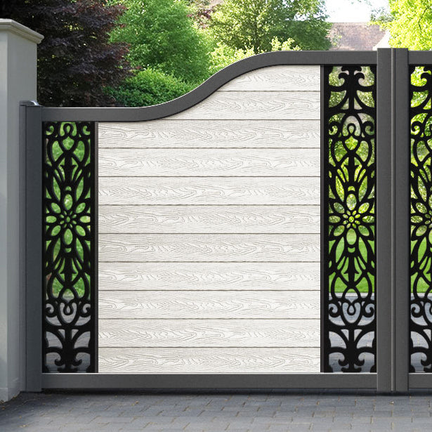 Classic Windsor Curved Top Driveway Gate - Light Stone - Middle & End Screen
