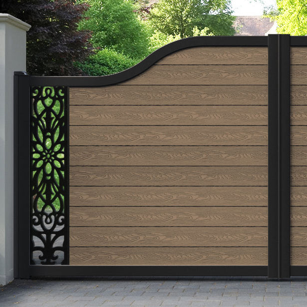 Classic Windsor Curved Top Driveway Gate - Teak -  End Screen