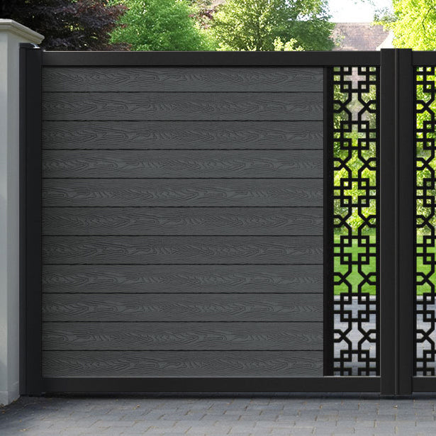 Classic Zaria Straight Top Driveway Gate - Dark Grey - Middle Screen