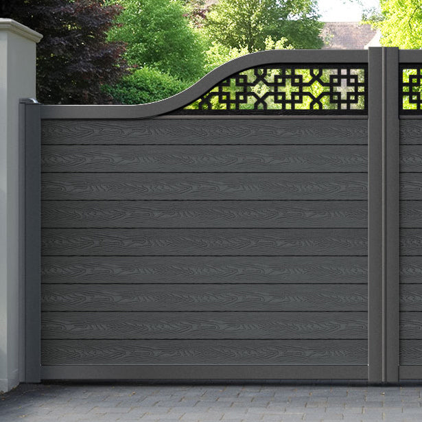 Classic Zaria Curved Top Driveway Gate - Dark Grey - Top Screen
