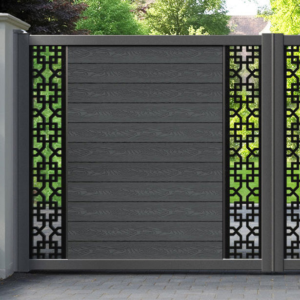 Classic Zaria Straight Top Driveway Gate - Dark Grey - Middle & End Screen