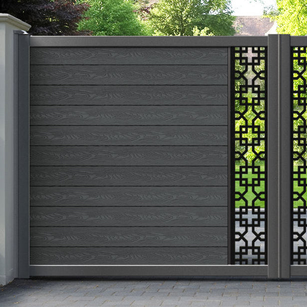Classic Zaria Straight Top Driveway Gate - Dark Grey - Middle Screen