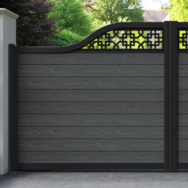 Classic Zaria Curved Top Driveway Gate - Dark Grey - Top Screen