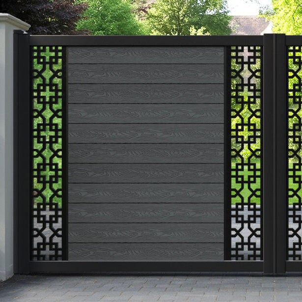 Classic Zaria Straight Top Driveway Gate - Dark Grey - Middle & End Screen
