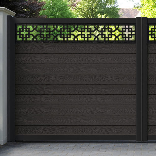 Classic Zaria Straight Top Driveway Gate - Dark Oak - Top Screen