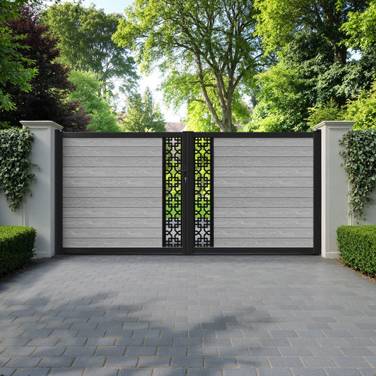 Classic Zaria Straight Top Driveway Gate - Light Grey - Middle Screen