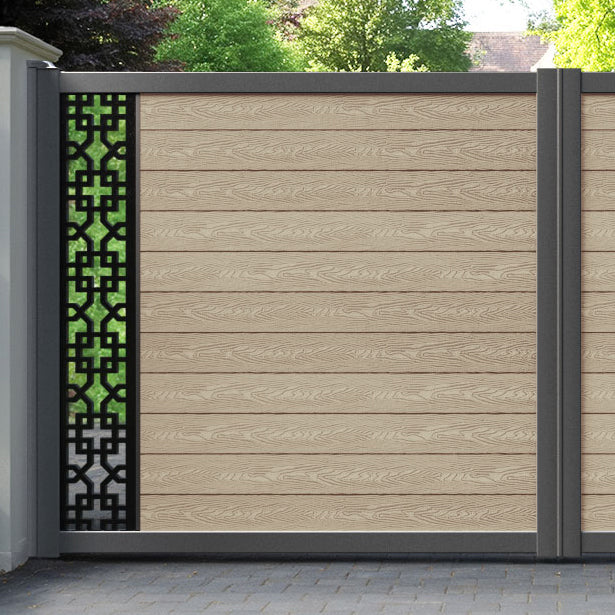 Classic Zaria Straight Top Driveway Gate - Light Oak - End Screen