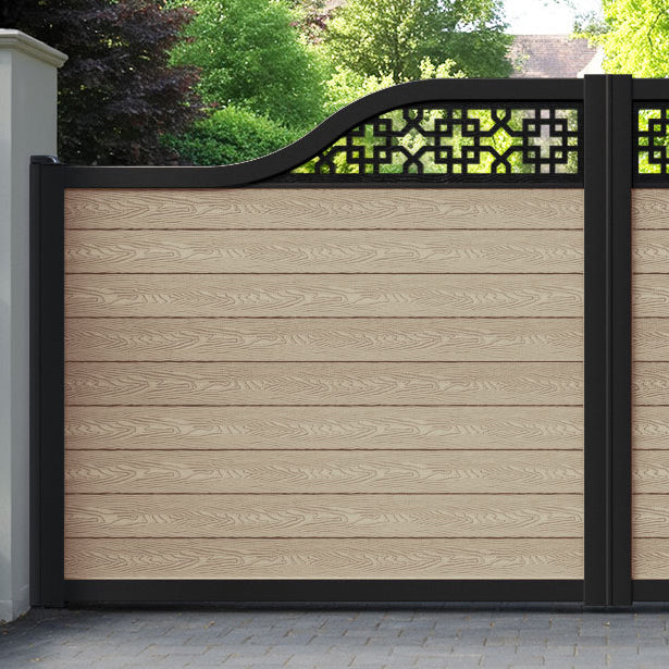 Classic Zaria Curved Top Driveway Gate - Light Oak - Top Screen