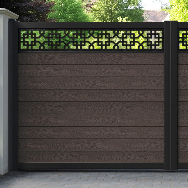 Classic Zaria Straight Top Driveway Gate - Mid Brown - Top Screen