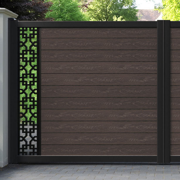 Classic Zaria Straight Top Driveway Gate - Mid Brown - End Screen