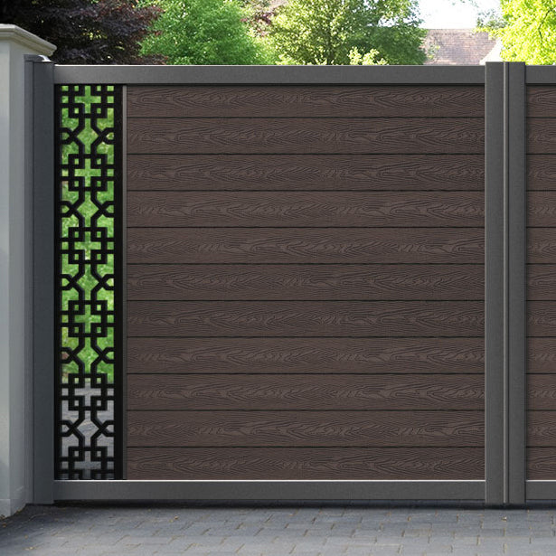 Classic Zaria Straight Top Driveway Gate - Mid Brown - End Screen