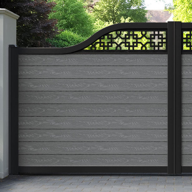 Classic Zaria Curved Top Driveway Gate - Mid Grey - Top Screen