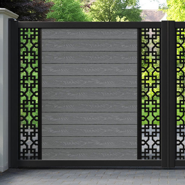 Classic Zaria Straight Top Driveway Gate - Mid Grey - Middle & End Screen