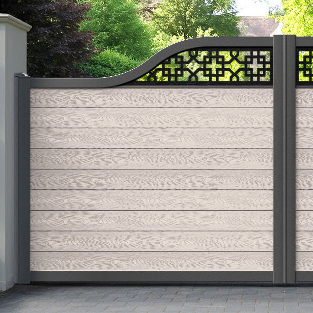 Classic Zaria Curved Top Driveway Gate - Mid Stone - Top Screen