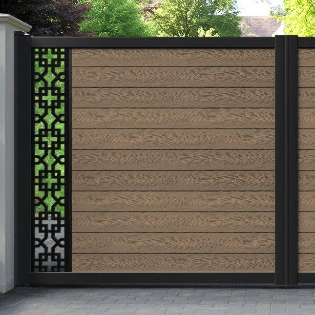 Classic Zaria Straight Top Driveway Gate - Teak - End Screen