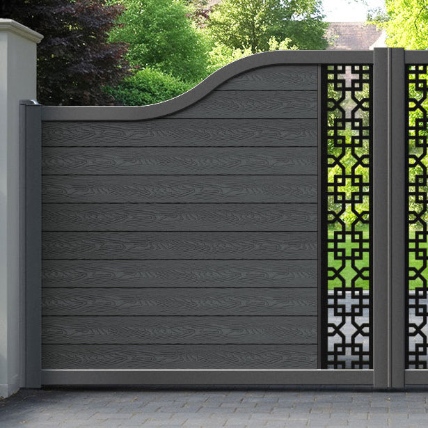 Classic Zaria Curved Top Driveway Gate - Dark Grey - Middle Screen