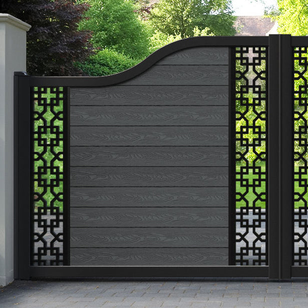 Classic Zaria Curved Top Driveway Gate - Dark Grey - Middle & End Screen