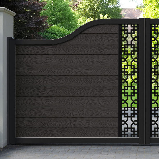 Classic Zaria Curved Top Driveway Gate - Dark Oak - Middle Screen