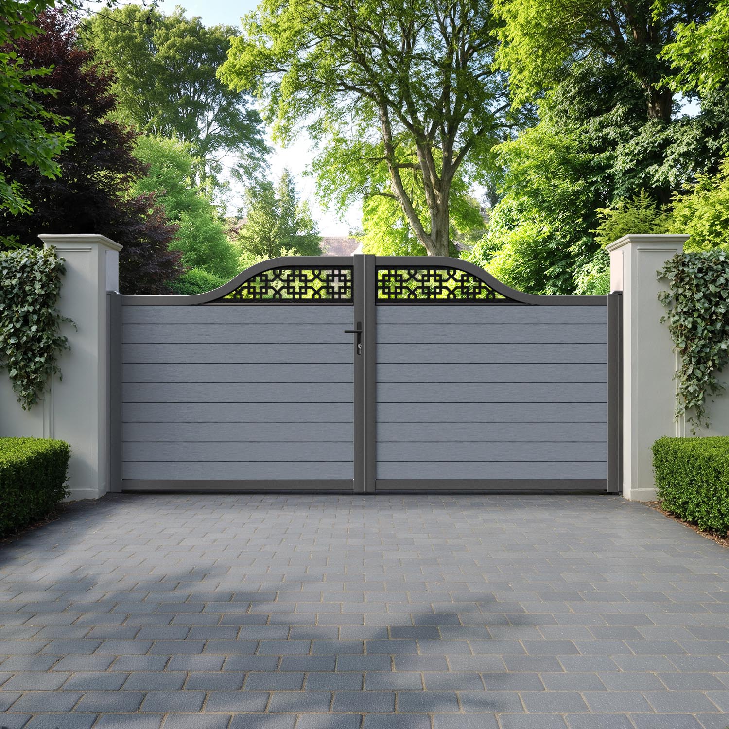 Fusion Zaria Curved Top Driveway Gate - Anthracite - Top Screen