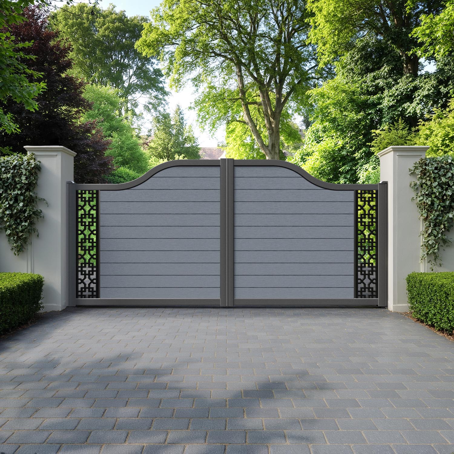 Fusion Zaria Curved Top Driveway Gate - Anthracite - End Screen