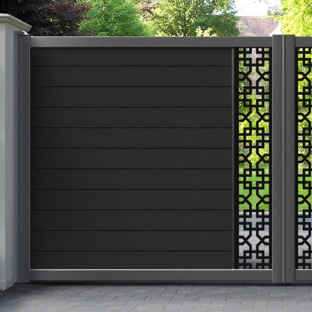 Fusion Zaria Straight Top Driveway Gate - Black - Middle Screen