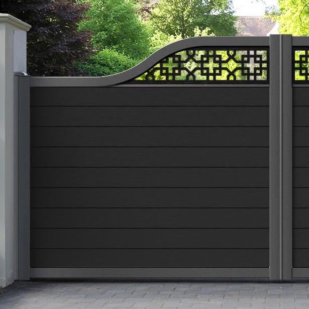 Fusion Zaria Curved Top Driveway Gate - Black - Top Screen