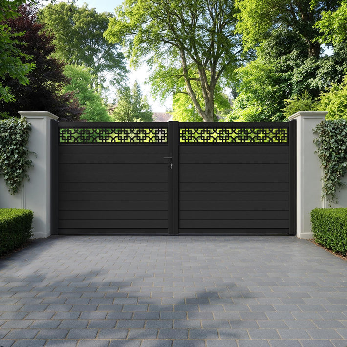 Fusion Zaria Straight Top Driveway Gate - Black - Top Screen