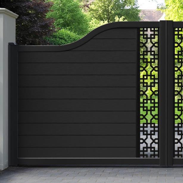 Fusion Zaria Curved Top Driveway Gate - Black - Middle Screen