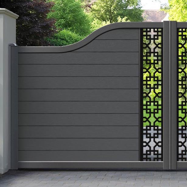 Fusion Zaria Curved Top Driveway Gate - Dark Grey - Middle Screen