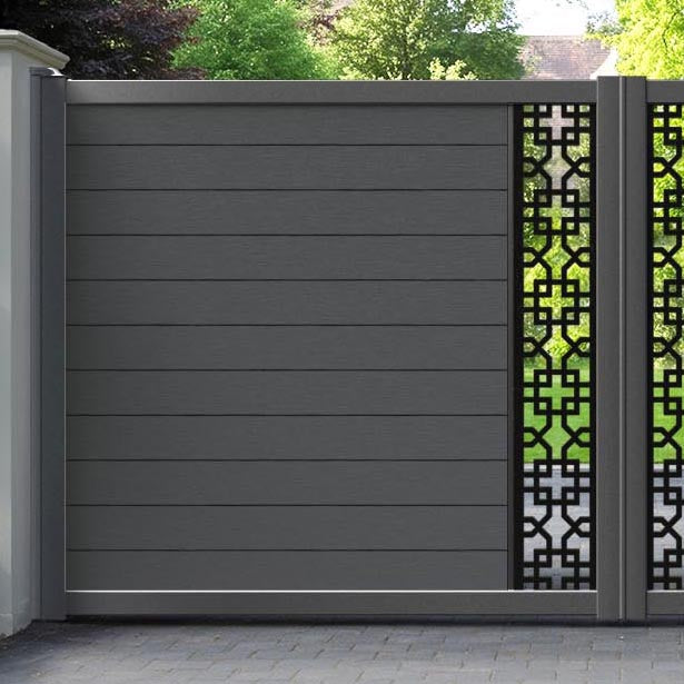 Fusion Zaria Straight Top Driveway Gate - Dark Grey - Middle Screen