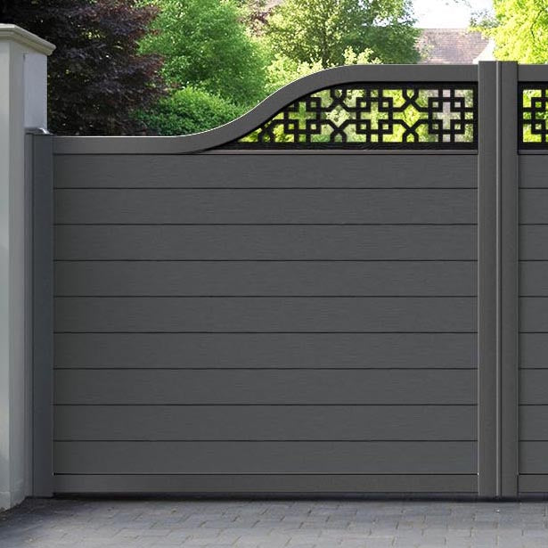 Fusion Zaria Curved Top Driveway Gate - Dark Grey - Top Screen
