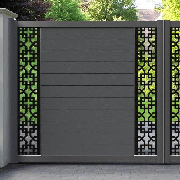 Fusion Zaria Straight Top Driveway Gate - Dark Grey - Middle & End Screen