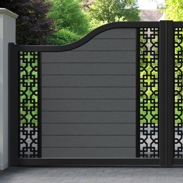 Fusion Zaria Curved Top Driveway Gate - Dark Grey - Middle & End Screen