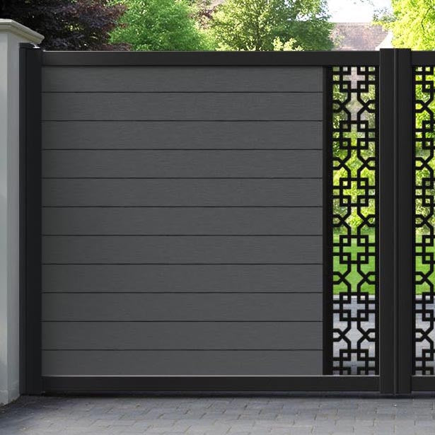 Fusion Zaria Straight Top Driveway Gate - Dark Grey - Middle Screen