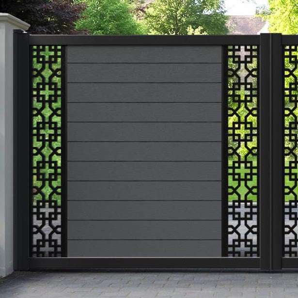 Fusion Zaria Straight Top Driveway Gate - Dark Grey - Middle & End Screen