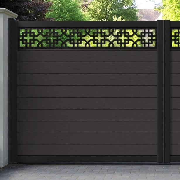 Fusion Zaria Straight Top Driveway Gate - Dark Oak - Top Screen